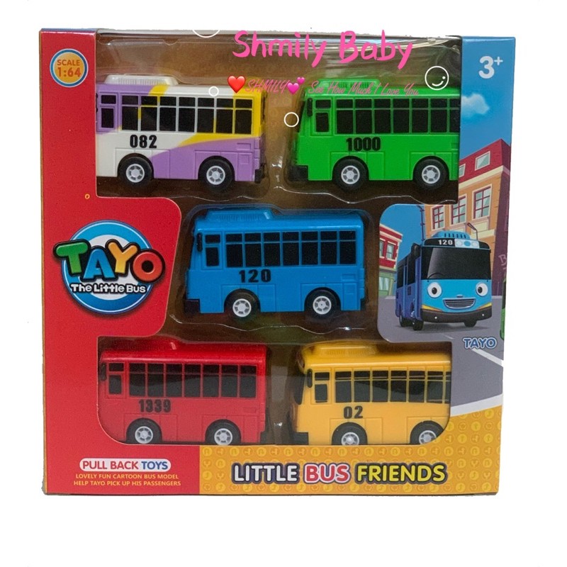 5 IN 1 Tayo Bus 🚌🚌 Cartoon Pull Back TAYO Bus Little Bus Tayo Bas Toy  Mainan Kanak Bas sekolah🚌Ready Stock🚌