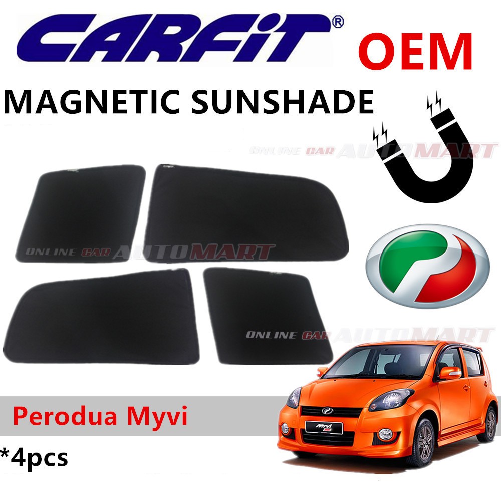 CARFIT OEM Magnetic Custom Fit Sunshade For Perodua Myvi Yr 2005 (4pcs Sets)