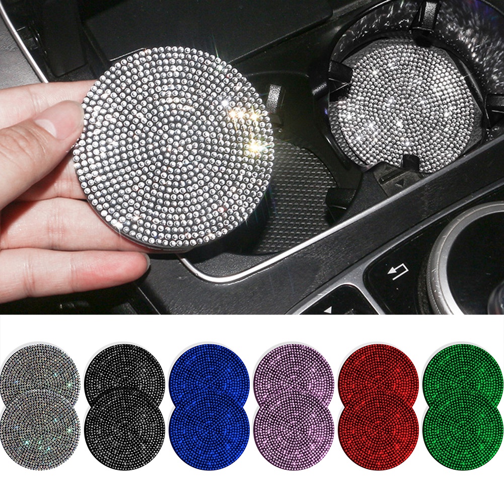 diamond car coaster water cup non-slip slot mat silica gel pad cup holder mat car gadget bling car accessories for woman