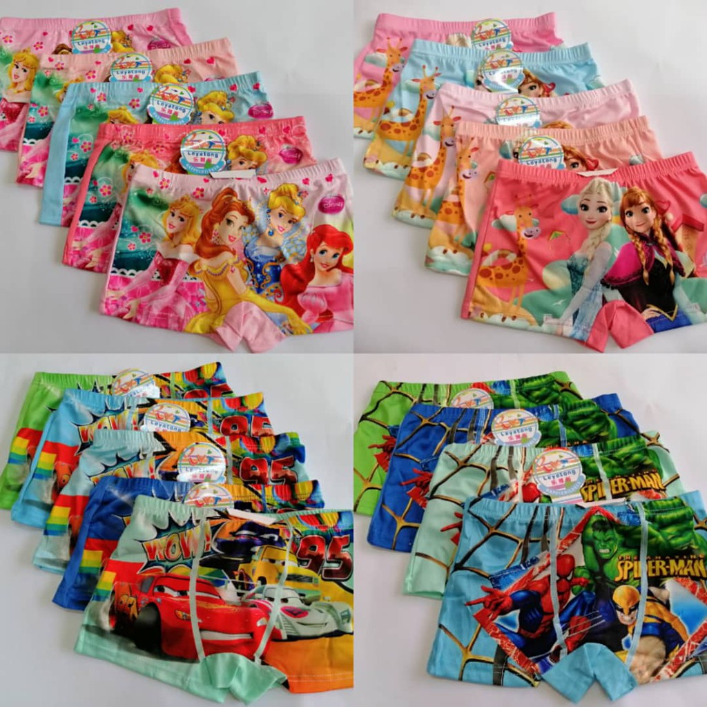 🔥READY STOCK🔥5 helai Kids Boy Girls Cartoon Underwear Boxer 5 IN 1 [Part 1]