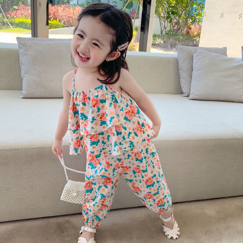 2Pcs/Set Baju Baby Girl Clothes Girls Fashion Summer Clothing Set Floral  Sleeveless Kids Blouse Top Pants Baju Bayi | Shopee Malaysia
