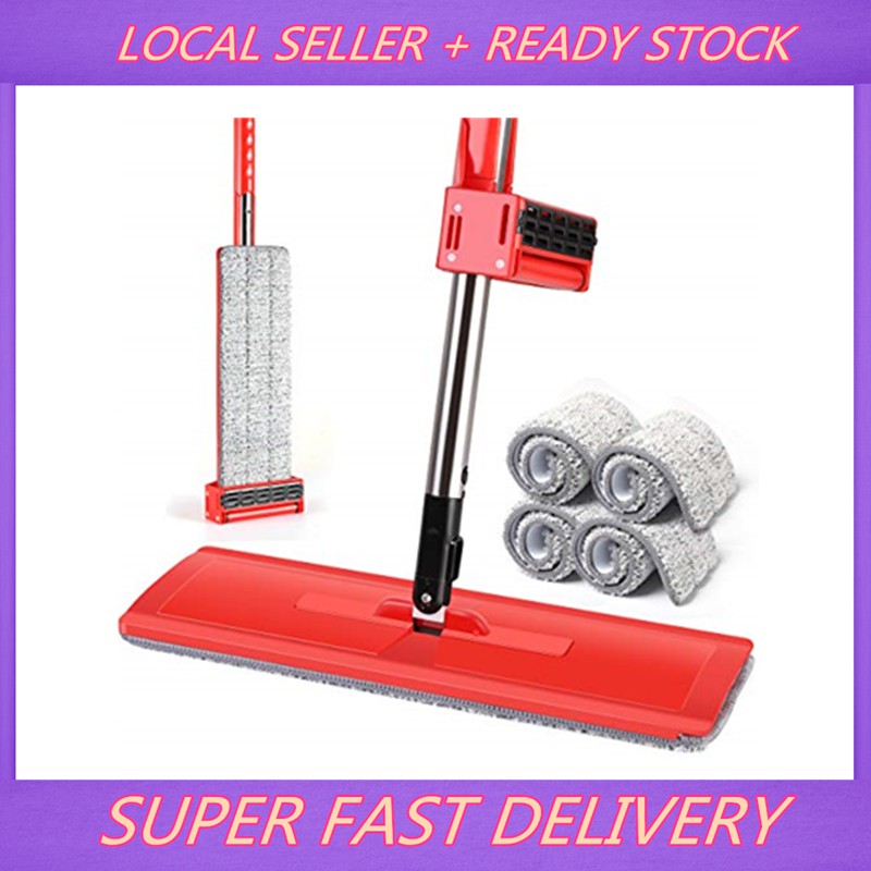 🎁KL STORE✨ (Free 2Pad)Hands Free Self Wring Squeeze Microfiber Spin Push Mop Clean Tool 1