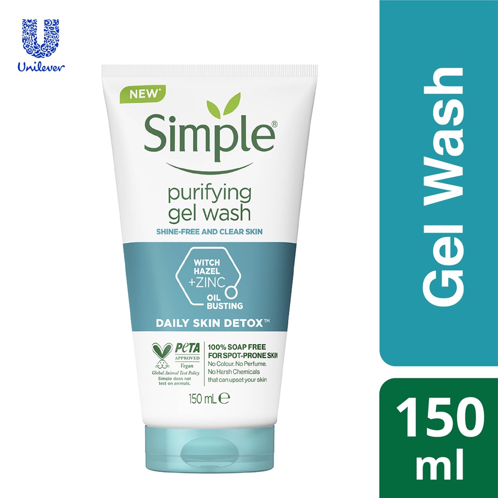 Simple Daily Skin Detox Purifying Gel Wash with Thyme, Zinc & Witch