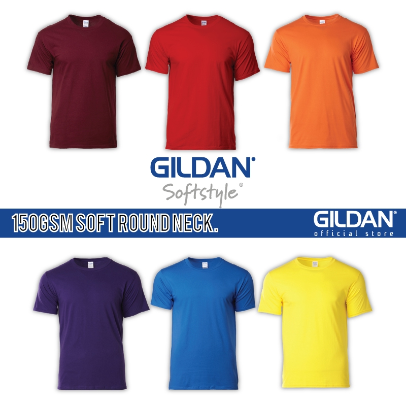Gildan Unisex Adult Plain Softstyle Round Neck T-Shirt - Maroon / Red ...