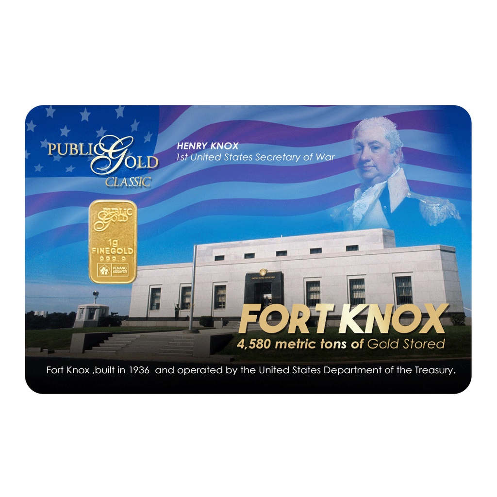 Public Gold Bullion Bar PG 1g (Au 999.9) 24K - Fort Knox