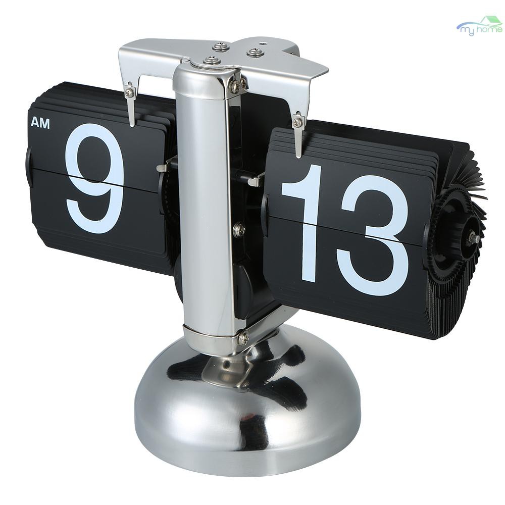 14''Retro Scale Mechanical Digital Auto Flip Dual Stand Tabletop Clock-Black 