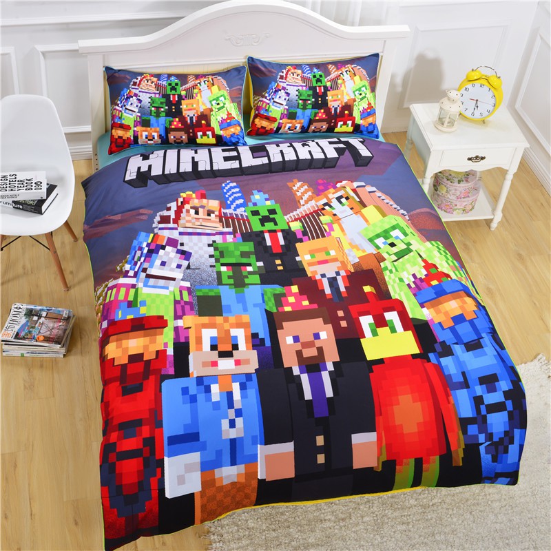 Carnival Games Minecraft Bedding Set My Word Steve 3d Pillowcase Duvet Bed Cover Shopee Malaysia - roblox twin bed sheet