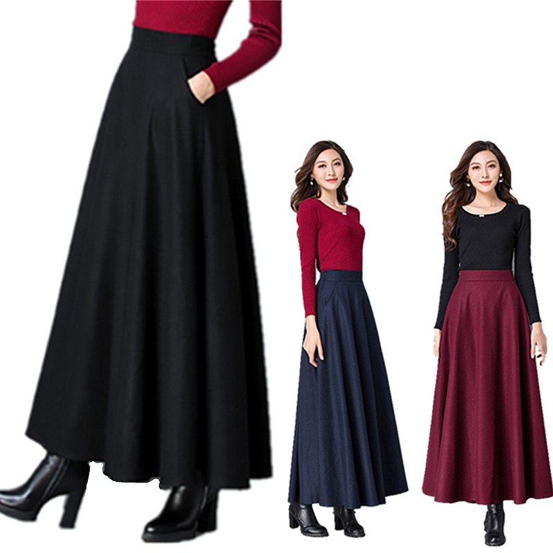 Muslim A Line Elastic Maxi Long Skirt Duyung Muslimah Skirts Shopee