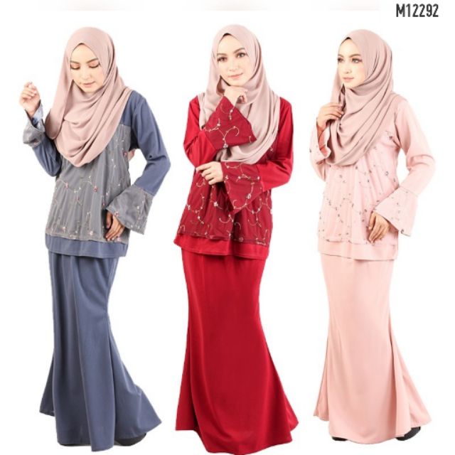 Ready Stock Baju Kurung Lace Cotton Muslimah Set Wear Set Ibu Dan Anak M12292