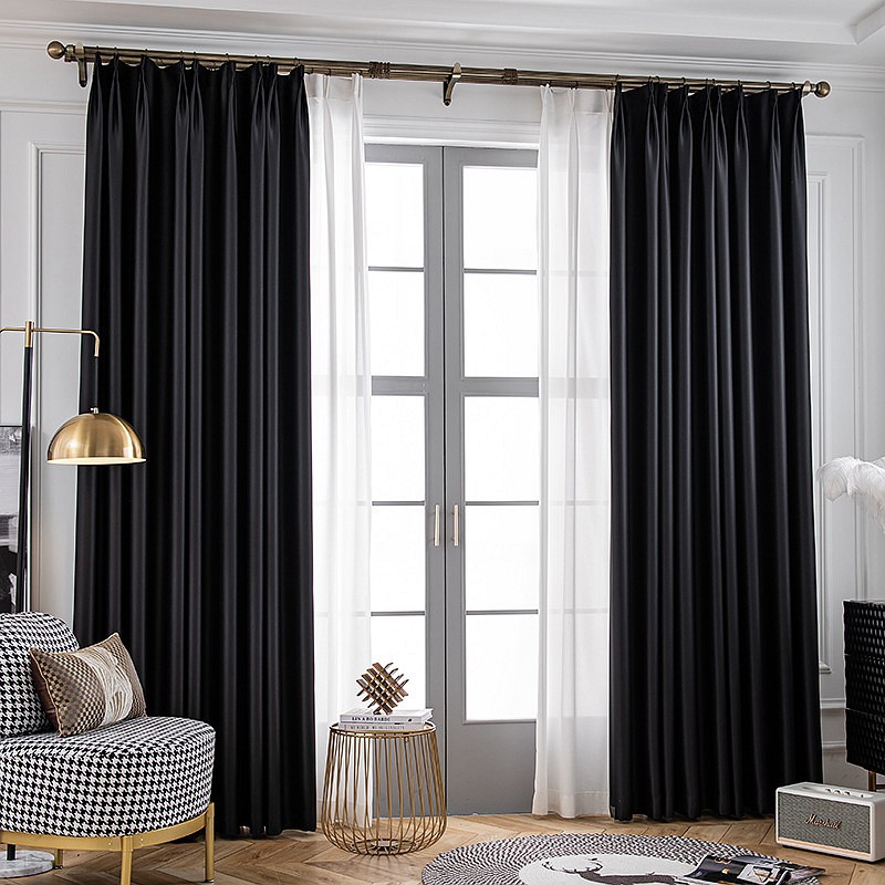 Modern Blackout Curtain Bedroom Sliding, Black Curtains For Bedroom