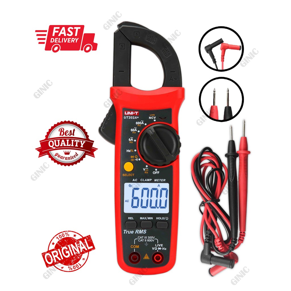 UNI-T UT-202A DIGITAL CLAMP TESTER (600A) | Shopee Malaysia