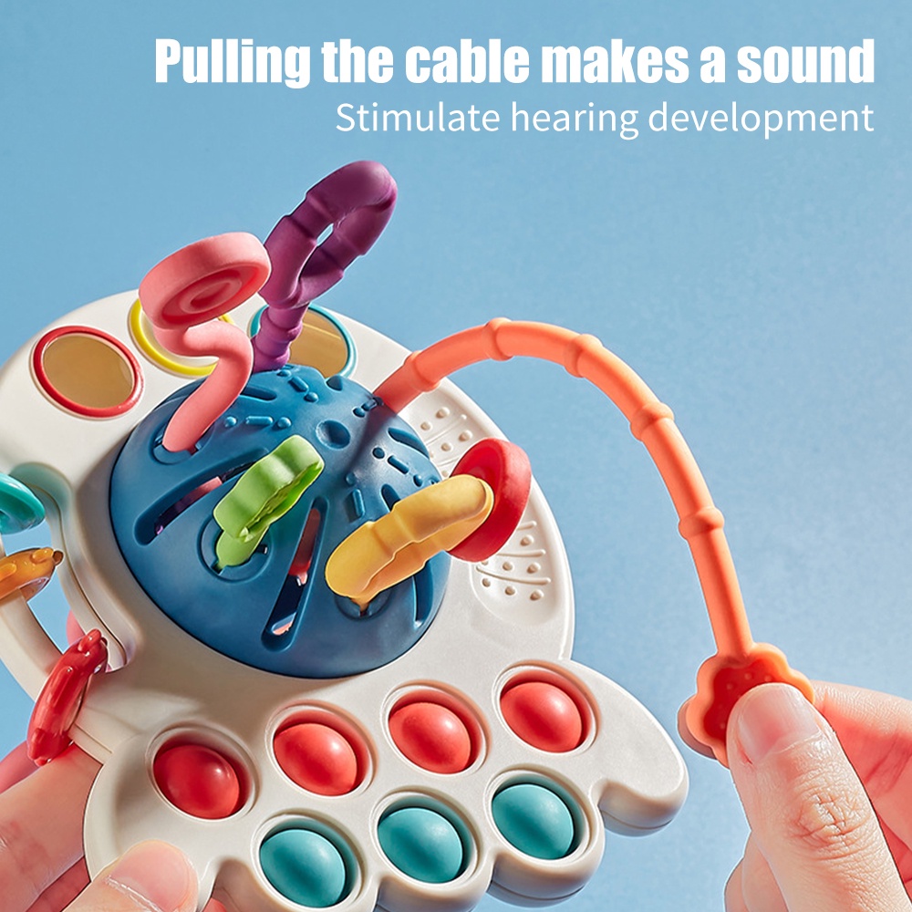 Multi Quality 3 1 Baby Montessori Pull String Sensory Toys 0-3Y Silicone Teething Activity Toy Toddler Finger Grasp T...