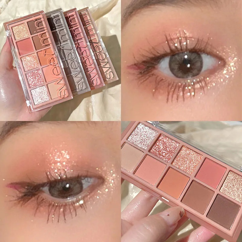 9 Colors Sweet Mint Cool Toned Eyeshadow Palette / Shiny Matte Eyeshadow Palette Kit