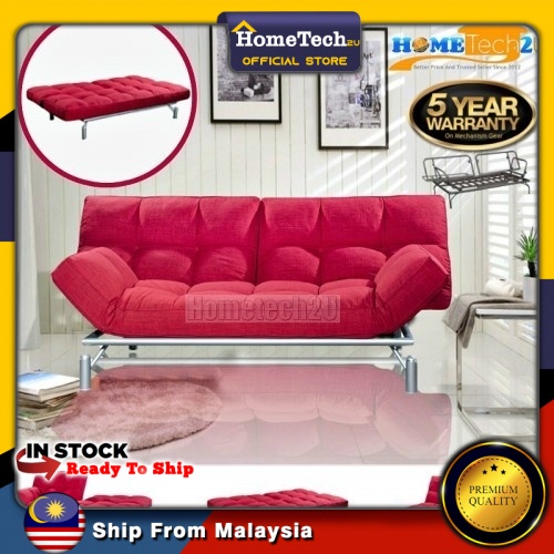 Clo Contemporary 3 Seater Fabric Sofa Bed - Red