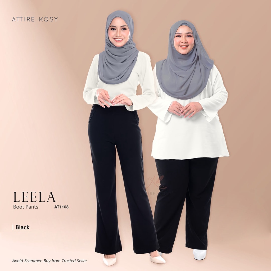 Small Bootcut Pants Casual Formal Women Plussizes Long Pants Leela Black White Hitam Putih Seluar Panjang [AK-P]