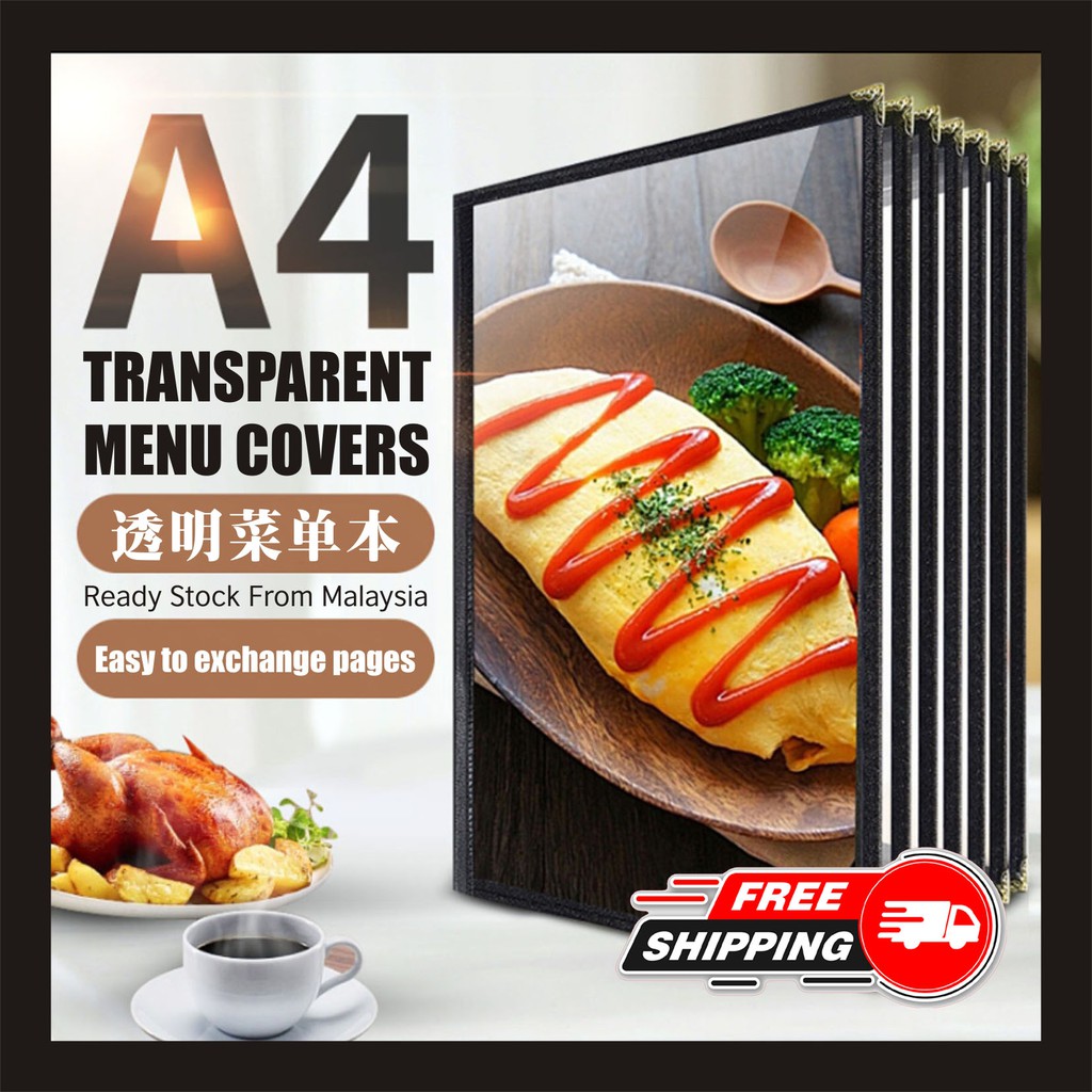 DIY Restaurant A4 Menu Covers Cafe Transparent Clear Menu Pocket