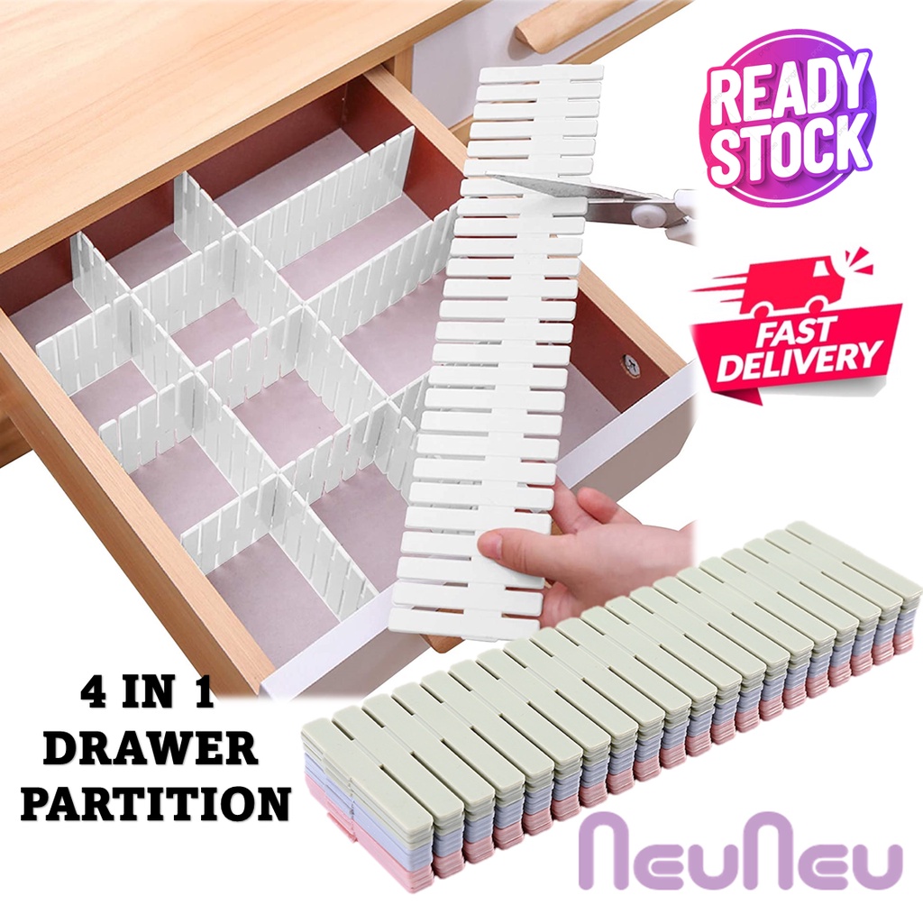 DRAWER PARTITION 4PCS SATU PACKET DRAWER ORGANIZER 47CM X 7CM DIY