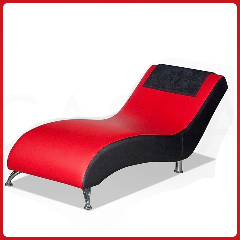 Cassa Miami Modern Relax Lounge Chair Chaise Long PU 1 Seater Sofa (Red Black)