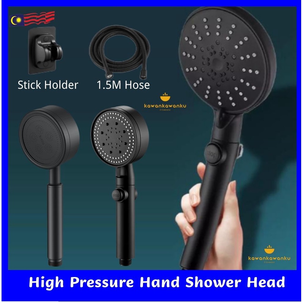 New Black Bidet High Pressure Hand Shower Head Set with Holder & Hose