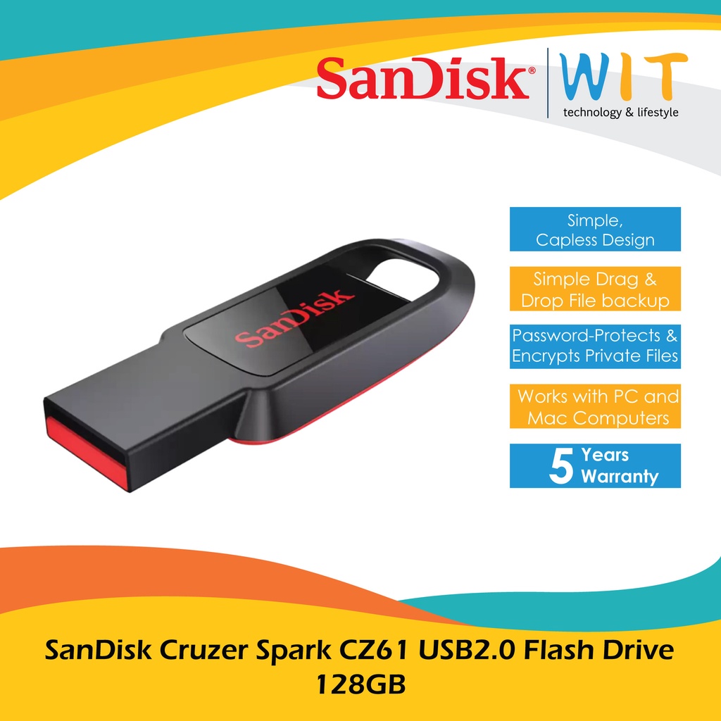 SanDisk Cruzer Spark CZ61 USB2.0 Flash Drive - 32GB/64GB/128GB