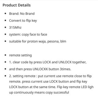 D.I.Y Proton Remote Flip Key Wira Waja Saga Blm Fl Persona ...