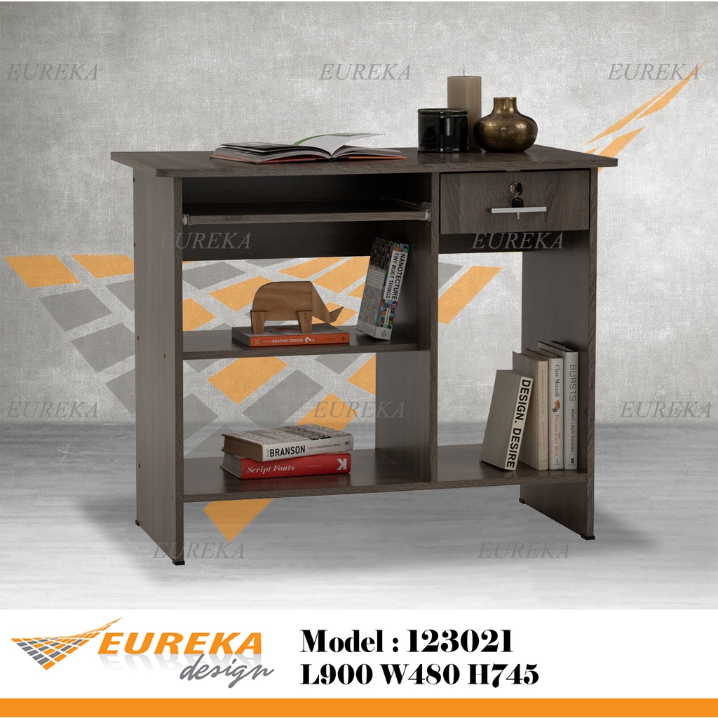 EUREKA 3ft Computer Study Table Desk Student Writing Book Shelf Storage Wood / Meja Belajar