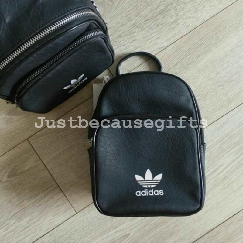 adidas originals leather look mini backpack in black