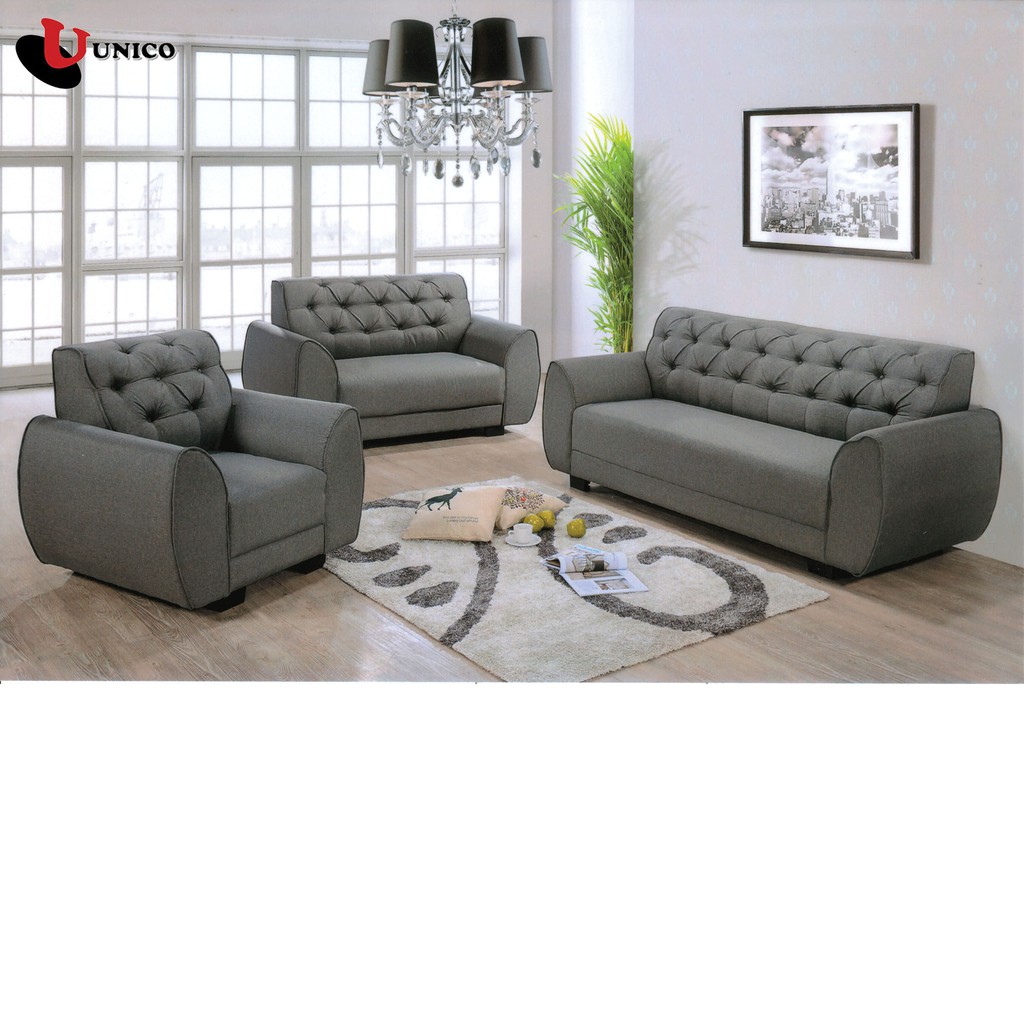 Unico Yulissa 123 Seater Sofa Set Blue Gray Shopee Malaysia