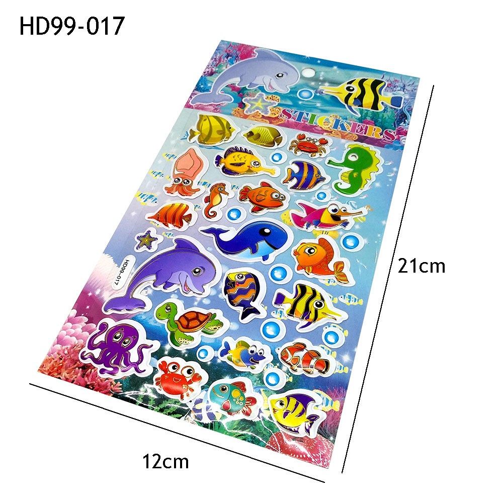 2 Packs x Children 3D Foam Stickers 12 x 21cm - Sea Animals / Hearts / Fruits / Land Animals / Insects