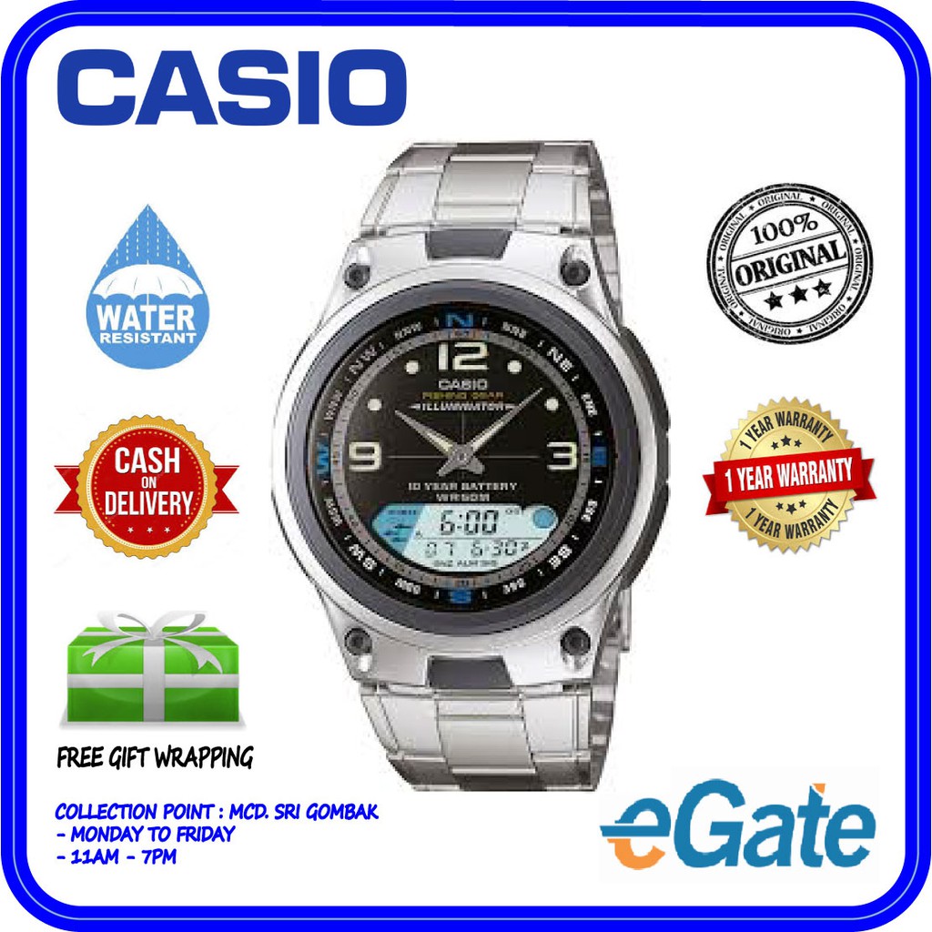 how to set analog time on casio fishing gear watch