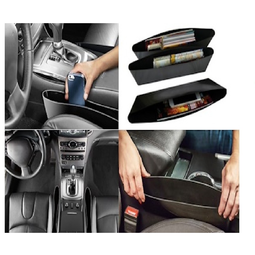 EdBerk74 Black Car Storage Box Gap Filler Plastic Console Pocket Organizer Interior Accessories Car Seat Side Drop Caddy Catcher 