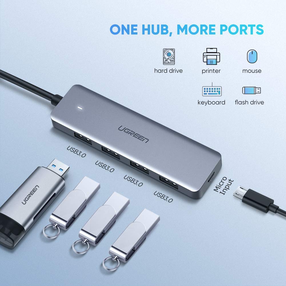 UGREEN USB C Hub 4 Ports USB Type C To USB 3.0 Hub Adapter With Micro ...