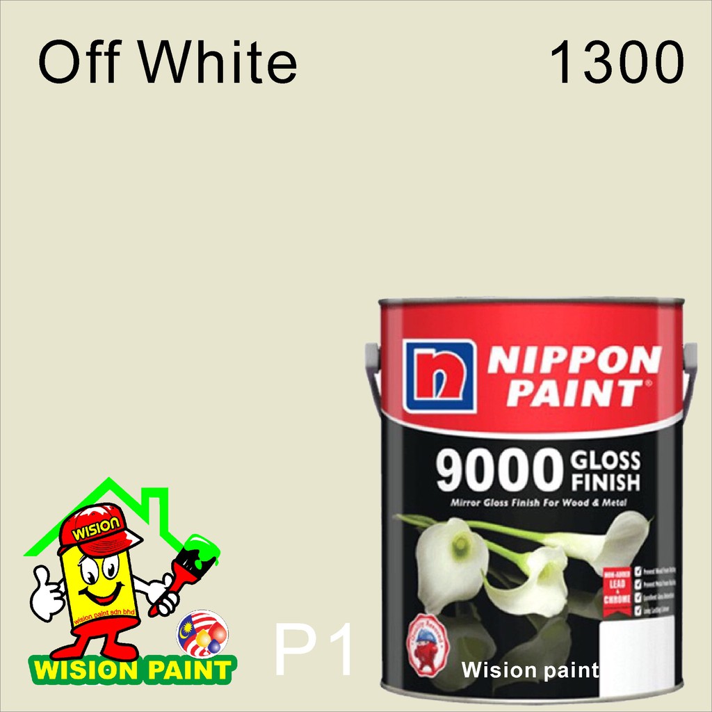 1300 OFF WHITE ( 5L ) 9000 GLOSS FINISH NIPPON PAINT WOOD AND METAL