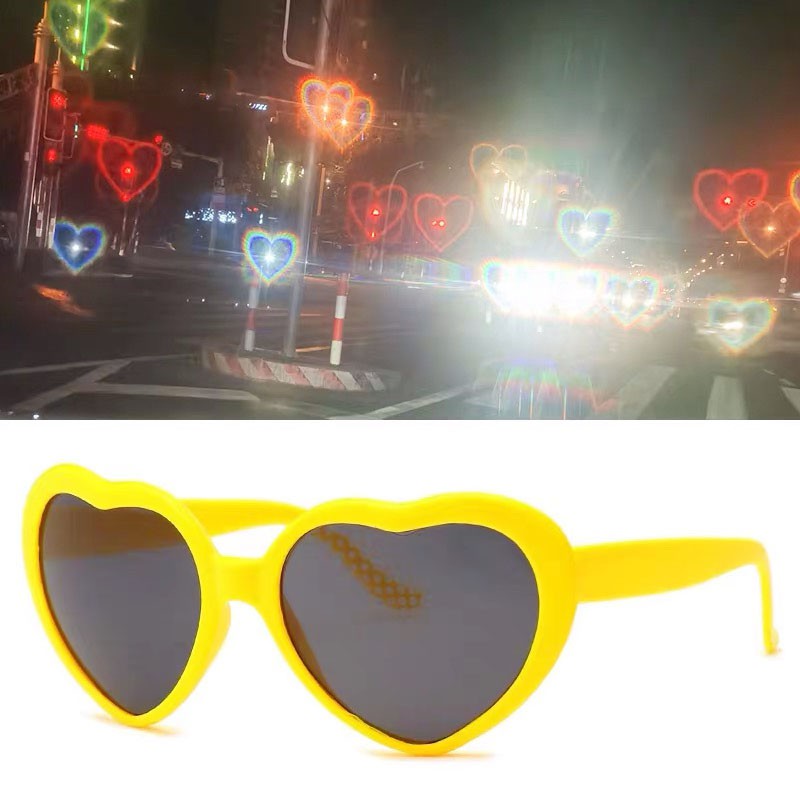 TTCPUYSA 2pcs Heart Shaped Love Effects Glasses,Fashion Mardi Gras Eyewear For Raves Music Festivals For Special Effect Light Outdoor Music Party/Bar 