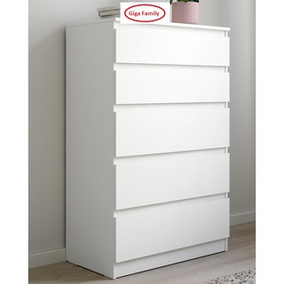 Kullen Chest Of 5 Drawers White Black Brown 70x112 Cm