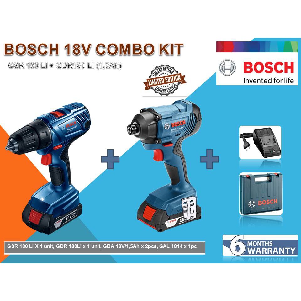 Bosch 18v Combo Gsr 180li Gdr 180li 1 5ah Shopee Malaysia