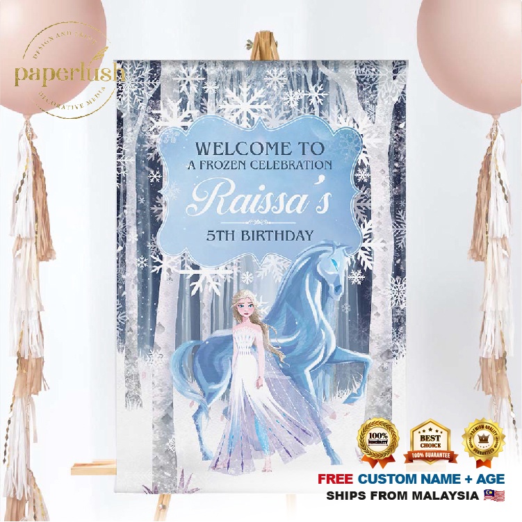 Frozen Anna Elsa Welcome Sign | Birthday Sign | Aqiqah Sign | Shopee ...