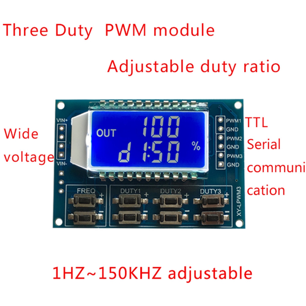 Signalgenerator 3Wege PWM Pulsfrequenz Duty Cycle Einstellbare Modul LCD Display 