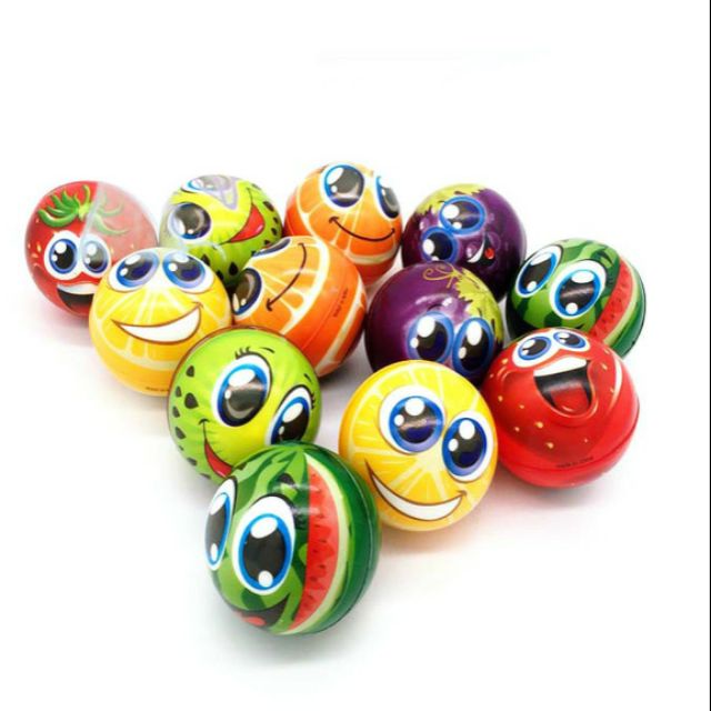  cartoon Foam Toys Anti Stress face ball cute fruit Ball x 12pcs |  Shopee Malaysia