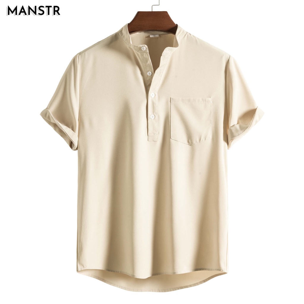 pullover shirt with collar and pocket