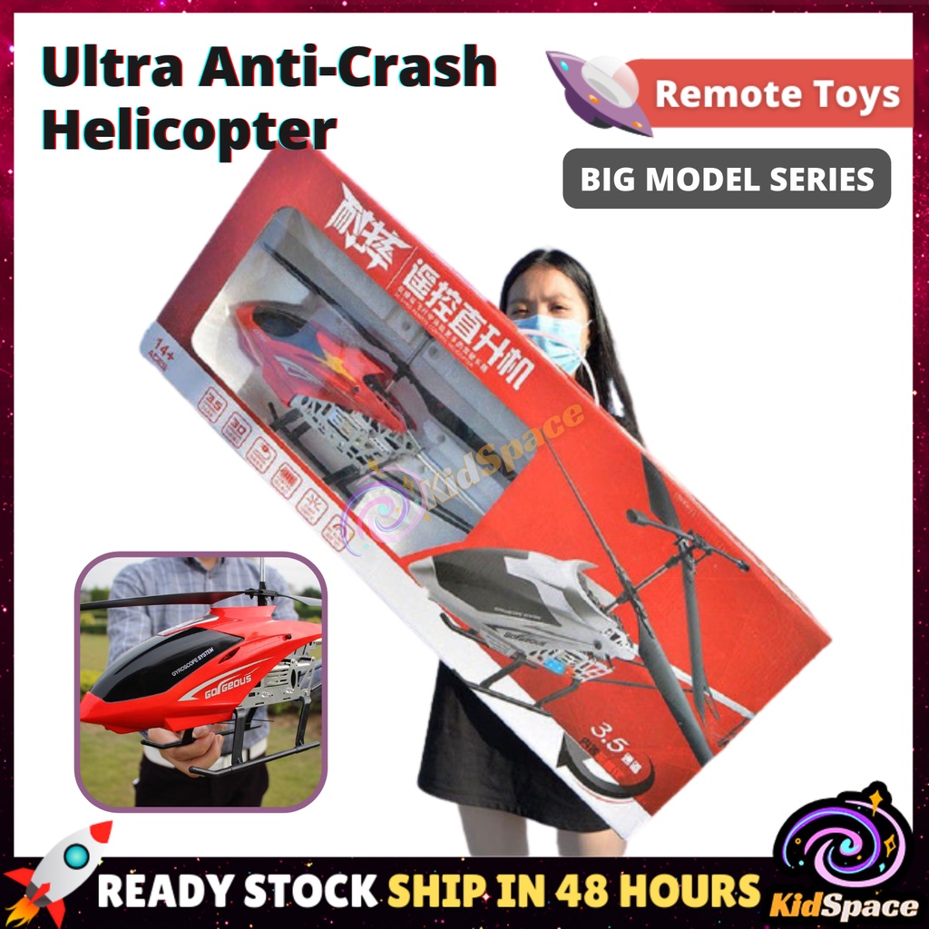 KidSpace Ultra 3.5 CH Anti-Crash RC Helicopter 2x Flexible Propeller Gyroscope Remote Control Helicopter Terbang Besar