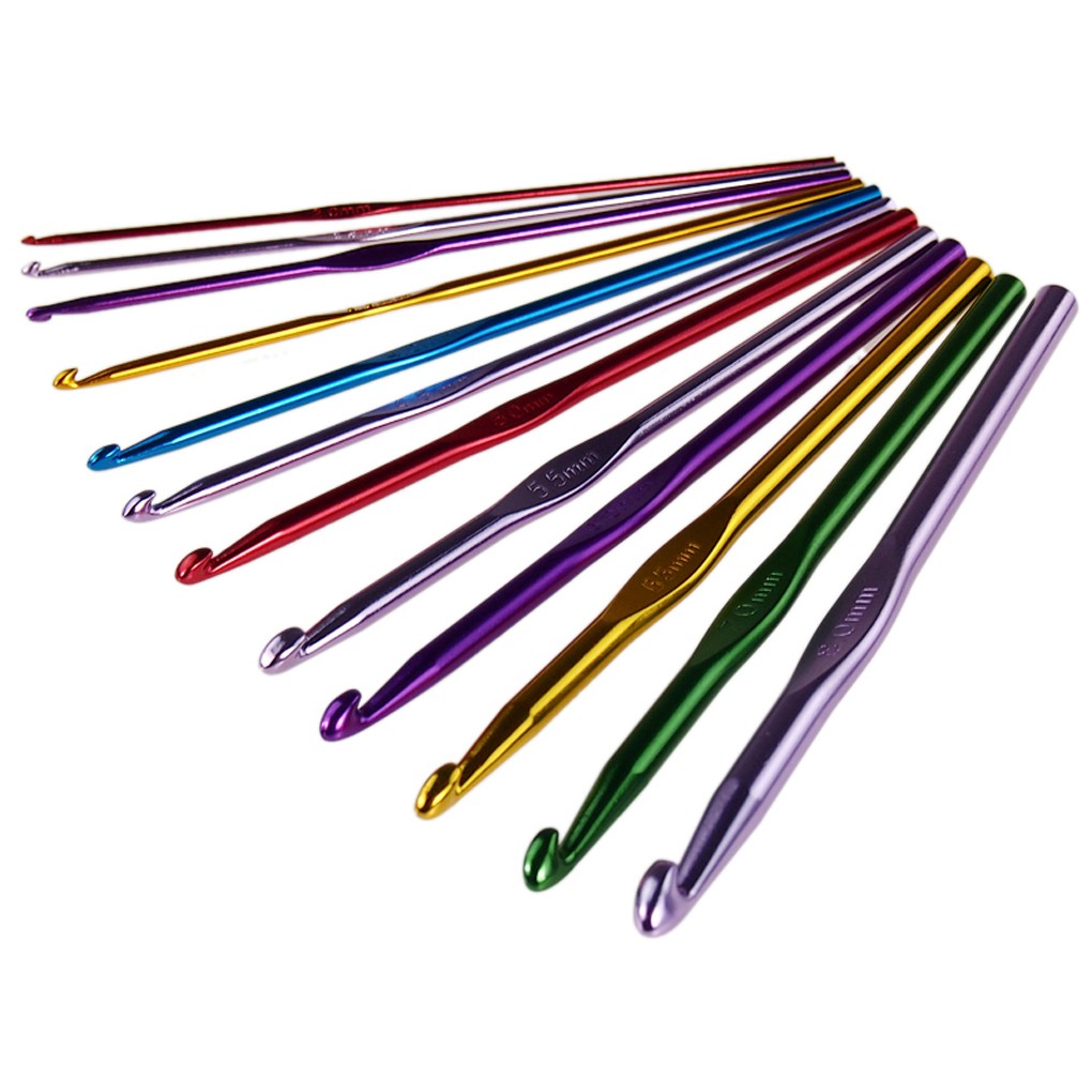 Kit New 12 sizes Mixed Aluminum Handle Crochet Hook Set