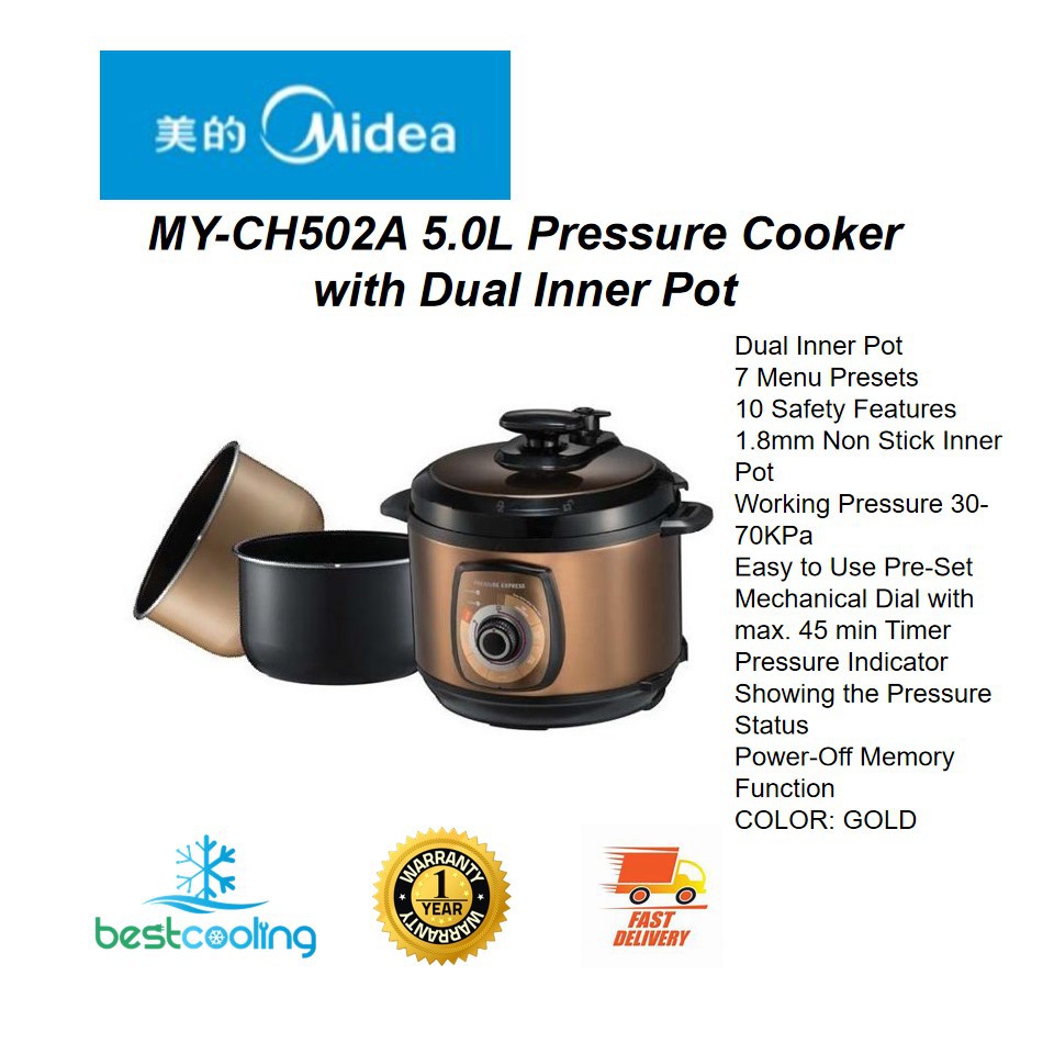 MIDEA MY-CH502A 5.0L Pressure Cooker with Dual Inner Pot