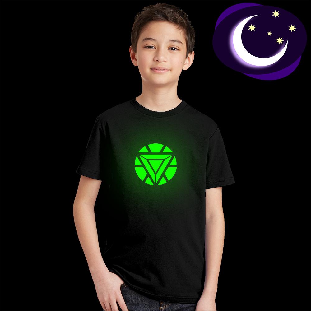 Luminous Avengers Logo Glow In Dark Kids Casual Tops T Shirt - purple guy badge roblox tshirt