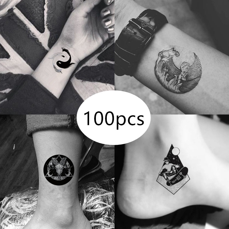 100pcs Random Tattoo Stickers Waterproof Small Fresh Clavicle Finger Tattoo Stickers Shopee Malaysia