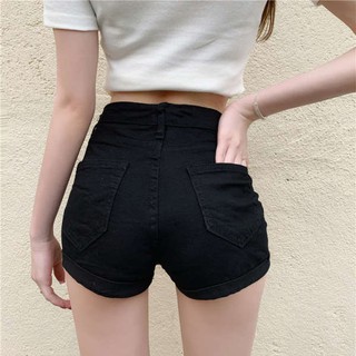 Perempuan Seluar Pendek Seluar Pendek Hitam Ketat Retro Wanita Versi Korea Hong Kong 2020 Musim Panas Baru Dengan Seluar Jeans Fesyen Pinggang Tinggi Seluar Panas Shopee Malaysia