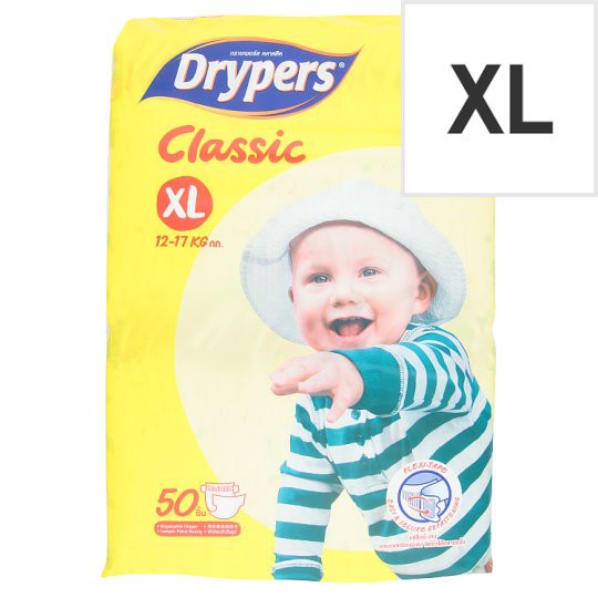 Drypers Classic XL 1217kg Disposable Diapers 50pcs (Free Drypers