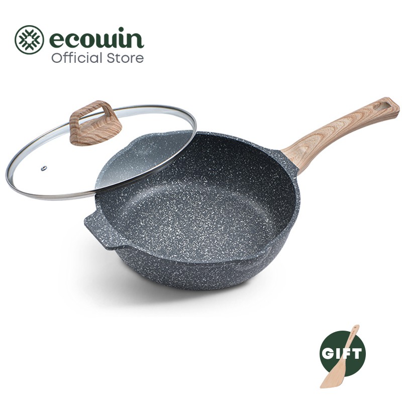 Ecowin Medical Stone Non Stick Frying Pan With Lid Coating Suitable For ...