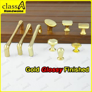 ClassAHW Gold Golden Colour Glossy Finish Knob Pull Door Handle Drawer Cabinet Wardrobe Furniture Hardware