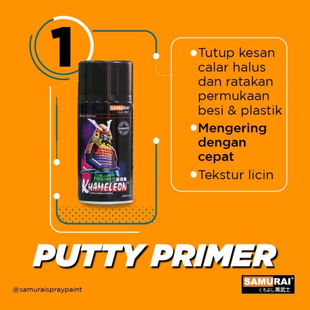 Samurai Spray Paint KP1 Putty Primer Aerosol Cat Motor & Kereta Spray